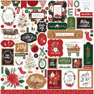 Carta Bella Paper Co. Happy CHRISTMAS Collection 12X12 Sticker Sheet, Christmas Scrapbook and Papercraft, Christmas 12X12 Sticker Sheet