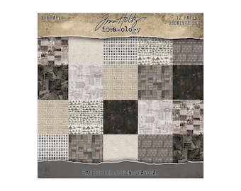 Tim Holtz® Idea-ology® Palette Collection: Charcoal, 8" x 8" Paper, 12 Double-Sided Papers, Tim Holtz Scrapbooking/Junk Journals/Mixed Media