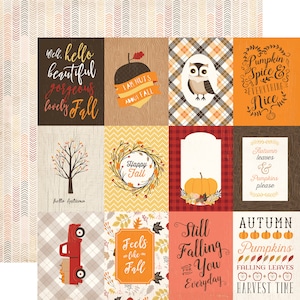 5 Assorted Sheets! Carta Bella Hello Fall Collection, 12X12 Double-sided Retro Autumn/Fall Scrapbook, Autumn/Fall Papercraft