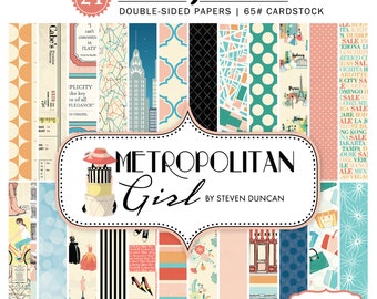 Carta Bella METROPOLITAN Girl Collection 6 X 6 Paper Pad,  24 double-sided sheets, Big City Fashion Theme Scrap and Papercraft