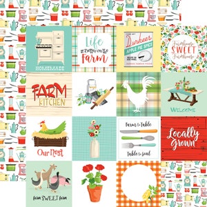 LAST 5 Sheets! Carta Bella Paper Co. Farm to Table Collection, 12X12 Double-sided Sheets, Farmhouse Kitchen Theme Scrap and Papercraft