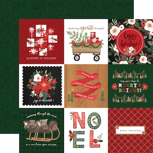 6 Assorted Sheets! Carta Bella Paper Co. Happy CHRISTMAS Collection, 12X12 Double-sided Sheets, Modern Floral Christmas Scrap/Papercraft