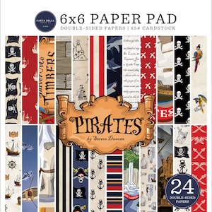 Carta Bella PIRATES Collection 6 X 6 Paper Pad,  24 double-sided sheets, Pirate Theme Scrap/Papercraft/Card Making