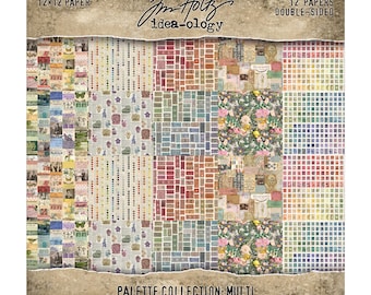 Tim Holtz® Idea-ology® Palette Collection: Multi, 12" x 12" Paper, 12 Double-Sided Papers, Tim Holtz Scrapbooking/Junk Journal/Mixed Media