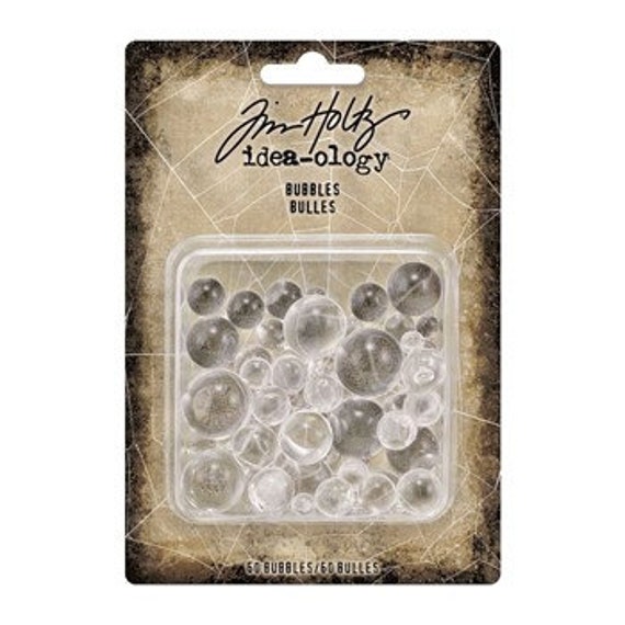 Tim Holtz idea-ology Bubbles, 60 Bubbles, Halloween Crafts, Halloween Assemblage, Halloween Collage/Crafting, Tim Holtz Clear Bubbles