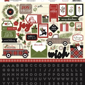 Carta Bella Paper Co. Christmas DELIVERY 12X12 Sticker Sheet, Christmas Scrapbook and Papercraft