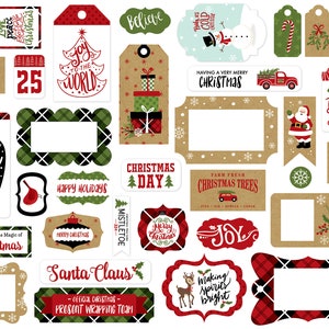 Echo Park Paper Co. Celebrate CHRISTMAS Collection Frames & Tags, 33 Pieces, Christmas Die Cuts, Christmas Scrap and Papercraft
