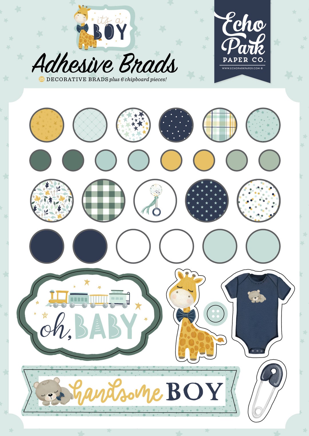 Echo Park Paper Co. It's a BOY Collection Decorative Brads and