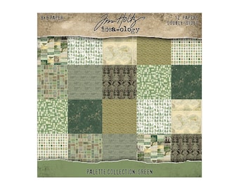 Tim Holtz® Idea-ology® Palette Collection: Green, 8" x 8" Paper, 12 Double-Sided Papers, Tim Holtz Scrapbooking/Junk Journals/Mixed Media