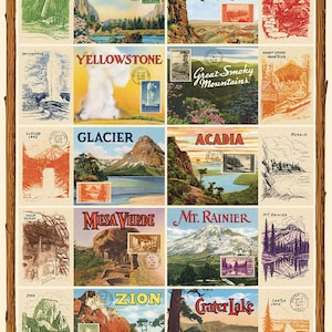 Envoltura plana de Parques Nacionales, Cavallini & Co. Papel de envolver decorativo, Decoupage, Encuadernación de libros, Colgante de pared, Cartel de Parques Nacionales