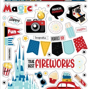 Carta Bella BELIEVE in Magic Collection Chipboard Accents, Magic Kingdom/Disney Theme Scrapbook/Papercraft, Disney Die Cut Embellishments