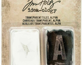 Tim Holtz idea-ology Transparent Tiles, 96 Pieces, Black and White Acetate Letters/Numbers/Symbols, Tim Holtz Transparent Tiles