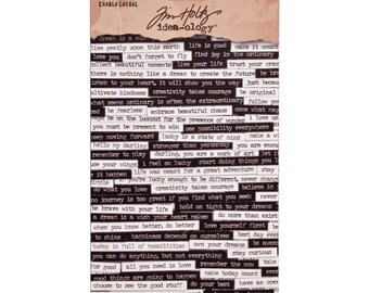 Tim Holtz idea-ology Sticker Book, "Small Talk" Sticker Book, 6 Pages, Tim Holtz Small Talk Stickers, Black and White Word Stickers