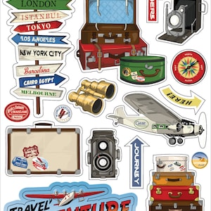 Carta Bella Our TRAVEL ADVENTURE Collection Puffy Stickers, Our Travel ADVENTURE Puffy Stickers, Our Travel Adventures Scrap and Papercraft