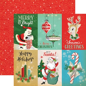 10 Assorted Sheets! Carta Bella Paper Co. a very merry CHRISTMAS Collection, 12X12 Double-sided Sheets, Retro/Vintage Christmas Papercraft