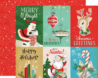 10 Assorted Sheets! Carta Bella Paper Co. a very merry CHRISTMAS Collection, 12X12 Double-sided Sheets, Retro/Vintage Christmas Papercraft