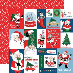 4 Assorted Sheets Carta Bella Paper Co. a Very Merry CHRISTMAS Collection,  12X12 Double-sided Sheets, Retro/vintage Christmas Papercraft 