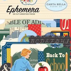 Carta Bella School Days Collection Ephemera, 33 Pieces, Retro/Vintage School Theme Scrap and Papercraft, School Days Ephemera 画像 2