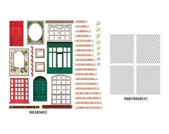 Tim Holtz idea-ology Baseboards + Transparencies, CHRISTMAS 2023, Bookboard and Transparent Elements, 45 Pieces, Tim Holtz Christmas 2023