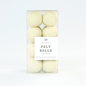 Carta Bella Christmas MARKET Collection Cream 100% Wool Felt Balls, 16 Balls, 1" Cream Wool Felt Balls
