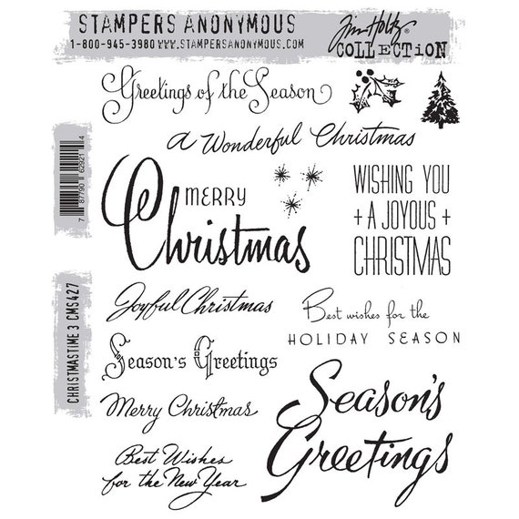 Stampers Anonymous Tim Holtz Collection Cling Rubber Stamps, Christmastime  3 CMS427, Christmas Stamping/collage/mixed Media 