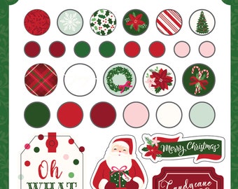 Echo Park Paper Co. Merry and Bright Collection Decorative Brads and Chipboard Pieces, Fun & Colorful Christmas Scrap and Papercraft