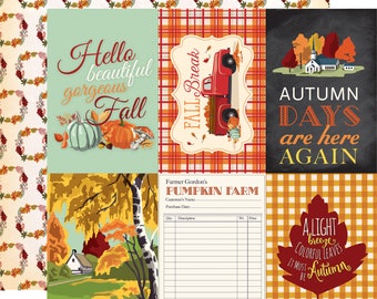 8 Assorted Sheets! Carta Bella FALL Break Collection, 12X12 Double-sided Retro Autumn/Fall Scrapbook, Autumn/Fall Papercraft