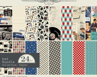 AUTHENTIQUE Dapper Collection, 6X6 Pad, Retro Masculine/Father's Day Scrapbook and Papercraft