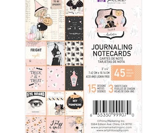 Prima Marketing Inc. Luna Collection by Frank Garcia 3" x 4" Journaling Notecards, 45 Sheets, Vintage/Retro Halloween Scrap and Papercraft