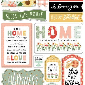 Carta Bella Homemade Collection Chipboard Phrases, Modern Farmhouse Theme Scrapbook and Papercraft, Modern Farmhouse Chipboard Die Cuts