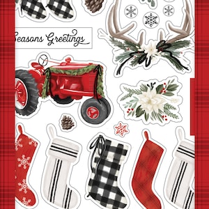 Carta Bella FARMHOUSE Christmas Collection Sticker Book, 16 Pages!, Christmas Scrap and Papercraft, Farmhouse Christmas Sticker Book