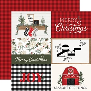 5 Assorted Sheets! Carta Bella Paper Co. FARMHOUSE Christmas Collection, 12X12 Double-sided Sheets, Farmhouse Christmas Scrap and Papercraft
