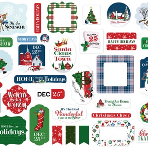 Carta Bella White Christmas Collection Ephemera, 33 Pieces, Christmas Die Cuts, Christmas Scrap and Papercraft, White Christmas Ephemera