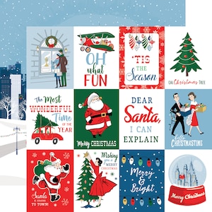 10 Assorted Sheets! Carta Bella Paper Co. Merry Christmas Collection, 12X12 Double-sided Sheets, Retro/Vintage Christmas Papercraft