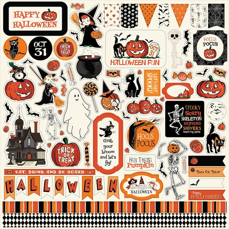 Carta Bella Paper Co. Halloween Fun! Collection Kit, Twelve 12X12 ...