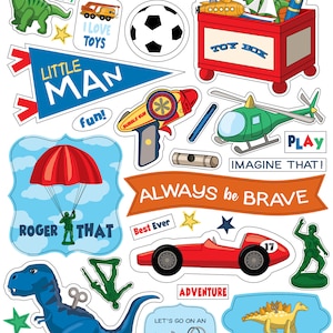 Carta Bella Little BOY Collection Chipboard Accents, Playroom/Toy Theme Scrapbook and Papercraft, Little Boy Theme Chipboard