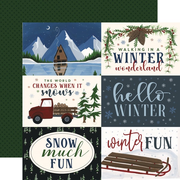 4 Assorted Sheets! Echo Park Paper Co. Warm & COZY Collection, 12X12 Double-sided Winter Theme Scrapbook and Papercraft