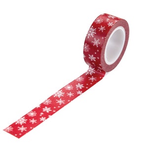 Echo Park Paper Co. Here Comes Santa CLAUS Collection "Snowy Sleigh Ride" Decorative Tape, Red and White Snowflake Tape, Winter Washi Tape