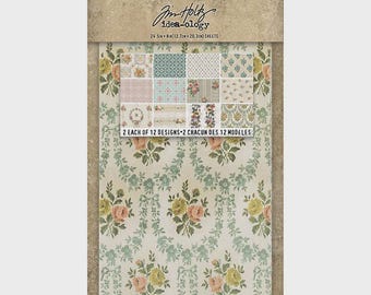 Tim Holtz idea-ology Worn Wallpaper, Vintage-Inspired Wallpaper for Collage/Mixed Media