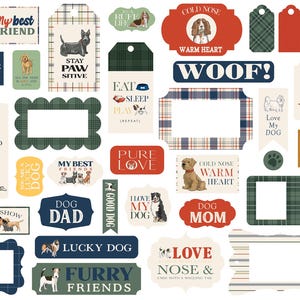 Carta Bella Best in SHOW Collection Frames & Tags, 33 Pieces, Die Cut Cardstock Pieces, Dog Theme Scrap and Papercraft, Dog Die Cuts