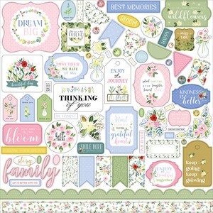 Carta Bella Paper Co. FLORA No. 4 12X12 Sticker Sheet, Floral Theme Scrapbook and Papercraft, Floral 12X12 Sticker Sheet