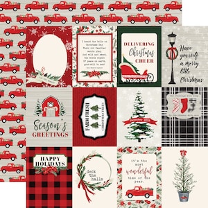 6 Assorted Sheets! Carta Bella Paper Co. Christmas MARKET Collection, 12X12 Double-sided Sheets, Market/Farmhouse Christmas Papercraft