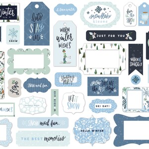 Carta Bella Winter MARKET Collection Frames & Tags, 33 Pieces, Winter Market Die Cuts, Snow/Winter Scrapbook and Papercraft