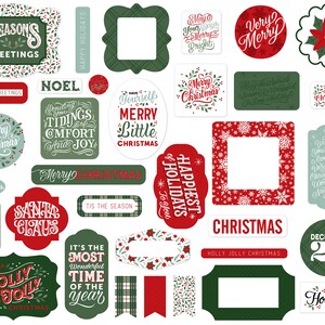 Echo Park Paper Co. Christmas Salutations No. 2 Collection Ephemera, 33 Pieces, Christmas Die Cuts, Christmas Scrap and Papercraft