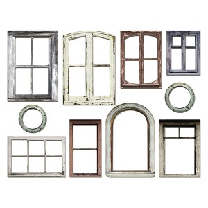 Tim Holtz idea-ology Baseboards, "Window Frames", Vintage Inspired Chipboard Pieces, 10 Pieces, Tim Holtz Window Frame Baseboards