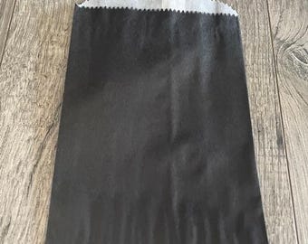 25 Glassine Lined Black Paper Bags, 4 3/4 X 6 3/4.  Goody Bags, Favor Bags for Party, Wedding, Shower