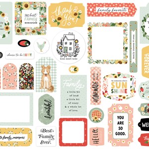 Carta Bella Homemade Collection Frames & Tags, 34 Pieces, Die Cut Cardstock Pieces, Home/Family Theme Scrap and Papercraft