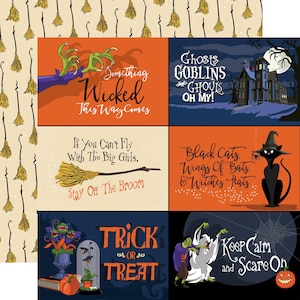 10 Assorted Sheets! Carta Bella Hocus Pocus Collection, 12X12 Double-sided Halloween Scrapbook/Papercraft, Retro Halloween Paper
