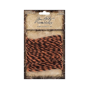 Tim Holtz idea-ology Jute String, 8 Yards, Tim Holtz Halloween 2025, Black & Orange Striped Twine for Halloween-themed Décor and Papercrafts 画像 1