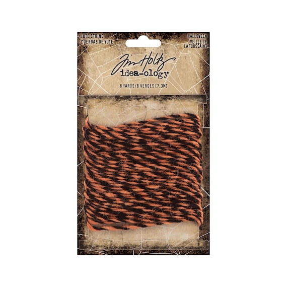 Tim Holtz idea-ology Jute String, 8 Yards, Tim Holtz Halloween 2025, Black & Orange Striped Twine for Halloween-themed Décor and Papercrafts